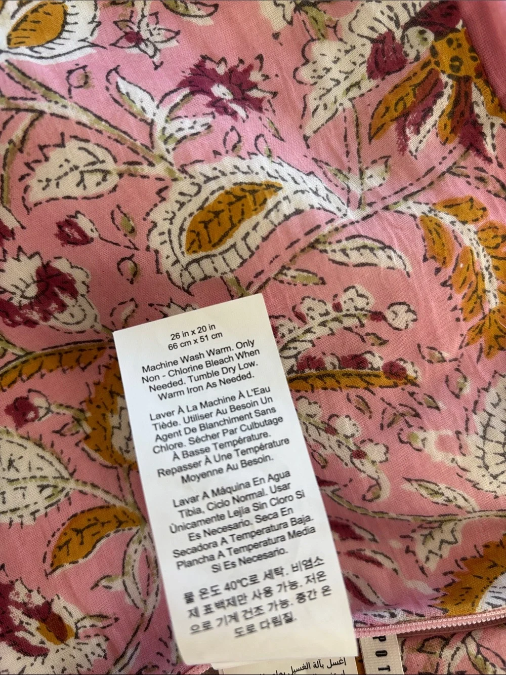Pottery Barn Shannon Reversible Quilted Floral Pillow Shams Blue Pink Standard